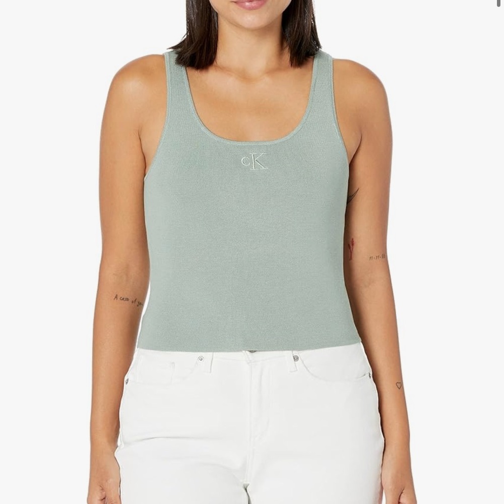 Calvin Klein Ribbed Scoop Neck Tank Top